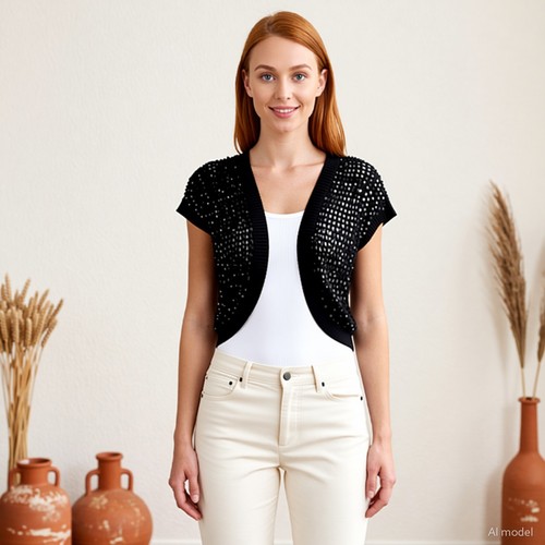 Glam party cardigan black open - glam,